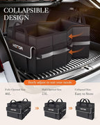HOTOR Trunk Organizer - Car Organizer with 5 Pockets, Trunk organizer for SUV, Sedan & Van, Car Organization with Sturdy Base Panel for Car Accessories, Black, 2 Compartments, 21.3"×12.6"×10.6"