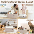 Optish Dog Toy Basket, Toy Box and Bin for Dog Cat Storage, 19.7" X 11" X 7.9" (30L) Large Woven Rope Basket for Blanket Stor