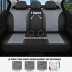 CAROMOP Luxury Faux Leather&Fabric Car Seat Covers Full Set with Breathable 3D Foam Back Support,Universal Comfortable Seat C