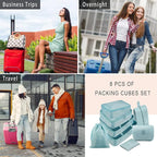 Packing Cubes, 8 Pcs Travel Packing Organizers for Suitcases, Large Capacity Travel Luggage Organizers Set includes 8 Storage