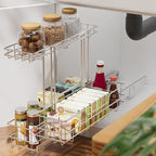 2 Tier Under Sink Organizer 11" W X18 D, Pull Out Cabinet Organizer One Removable Basket, Under Sink Slide Out Chrome Plated,