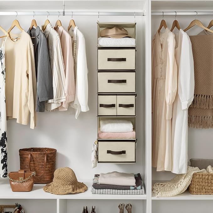 GRANNY SAYS Hanging Closet Organizers and Storage 6 Shelves, Closet Hanging Organizer with 5 Drawers, 6 Side Pockets Hanging 