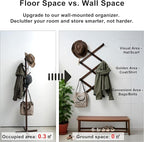 SKOLOO Hat Rack for Wall with 11 Hooks, 24 inch Solid Wooden, Modern, Huge Coat Rack Wall Mount for Coats, Hats, Bags, Cowboy