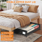Under Bed Storage with Wheels, 2 Pack Under Bed Storage Containers with Dividers & Clear Lids, XXL 65L Under the bed storage 