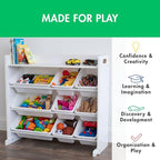 Humble Crew Toy Storage Organizer with Top Shelf and 9 Removable Bins, White/White – Toddler Bookshelf with Toy Organizer - M