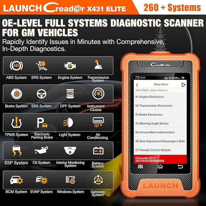 2026 LAUNCH Creader Elite for GM Bi-Directional OBD2 Scanner, All Resets Full System Diagnostic Scan Tool, Full OBD2 Code