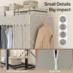 Heavy Duty Clothing Rack with Oxford Fabric Cover, Portable Closet Wardrobe with Hanging Rods, Freestanding Wardrobe, Metal C