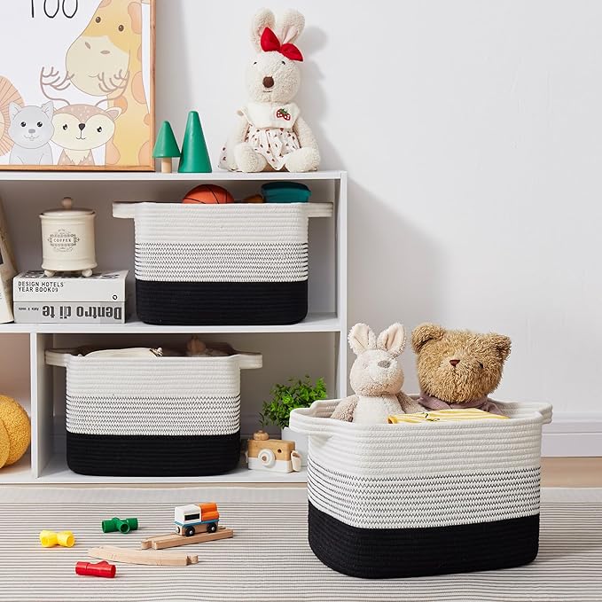 OIASKET Storage Baskets for Organizing, Woven Baskets for Shelves, Rectangle Decorative Organizer for Storage Clothes, Toy, B