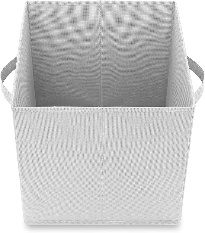 Casafield Set of 6 Collapsible Fabric Cube Storage Bins, White - 11" Foldable Cloth Baskets for Shelves, Cubby Organizers & M