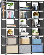 Mavivegue Book Shelf, 18 Cube Storage Organizer, DIY Bookcase, Metal Cube Bookshelf, Cubbies Closet Storage Organizer Shelves