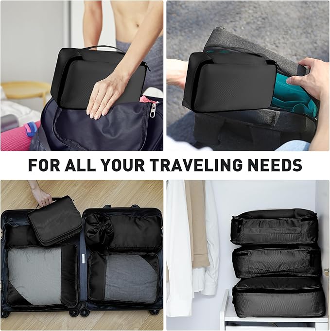 Toncoke 8-Piece Packing Cubes for Travel, Mesh Luggage Organizers with Shoe Bag, Toiletry Bag, Laundry Pouches, 4 Sizes (XL/L
