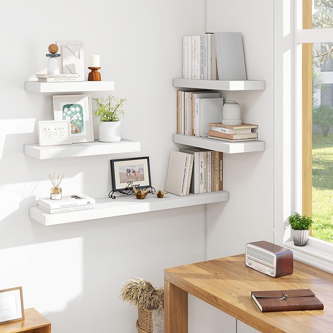 Vivelove 16 X 9 Floating Shelves,Wall Shelves with Invisible Brackets, 1.5” Thick Floating Shelves for Bathroom, Bedroom, Liv