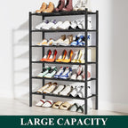 Smiry Shoe Rack, 6 Tier Bamboo Shoe Organizer, Stackable Free Standing Wooden Shoe Storage Shelf for Closet, Entryway, Front 