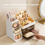 HBlife Makeup Organizer with Brush Holder for Vanity, Large Plastic Bathroom Countertop Organizer Skin Care Storage, Easy to 