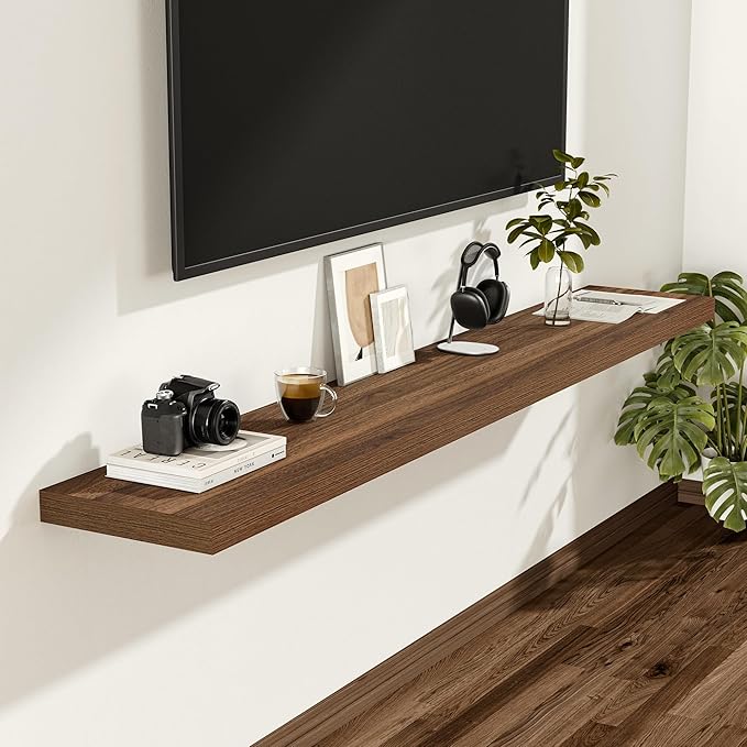 Vivelove Rustic Floating Shelves for Wall 12 Inch Deep, 55" X 12" X 1.5" Floating Shelf, 2 Inch Thick Shelf for Living Room B