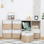 11 x 11 Inch Storage Cubes, 6 Pack Large Collapsible Fabric Storage Bin with Ropes, Foldable Storage Cubes for Home, Office,C