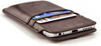 Dockem Provincial Wallet Sleeve for iPhone SE 2/3, 12/13 Mini, 8, 7, 6, 6S (5.4/4.7 inch) – Vintage Vegan Leather Pouch Cover with 2 Card Holder Slots [Brown]