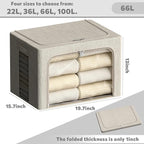 FHSQX 6 Pack Clothes Storage Bins with Metal Frame Foldable Storage Bins for Clothes Linen Fabric Storage Box with Clear Wind