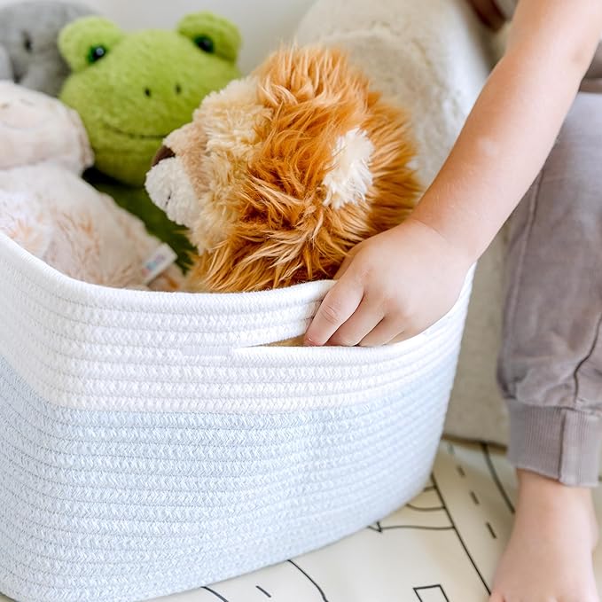 NaturalCozy Storage Baskets 16.8”x13”x7.6” Cotton Rope Woven Baskets for Organizing 3-Pack | Toy Storage Bins | Basket for Sh
