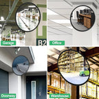 RELIANCER 18" Convex Security Mirror Curved Safety Mirror Adjustable Traffic Road Mirror Safety Corner Mirror Blind Spot Mirror Parking Mirror For Garage Surveillance Mirror Indoor Outdoor Shop Office
