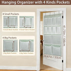 2 Pack- 12 Pocket Over Door Hanging Storage Organizer with 4 Kinds Pouch,Back of Closet Hanging Shelf Storage Organization fo