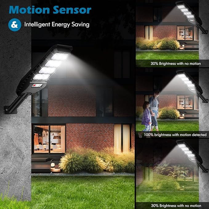 VUAA 4 Pack Solar Street Lights Outdoor Waterproof, 6500K 6000LM LED Street Light Dusk to Dawn,Solar Motion Sensor Lights Out