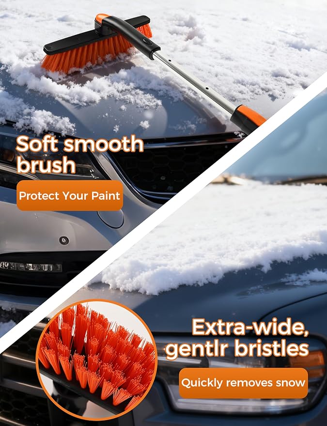 59" Ice Scrapers for Car Windshieldand Extendable Snow Brush with Foam Grip and 360° Pivoting Brush Head for Christmas Car Auto Truck SUV