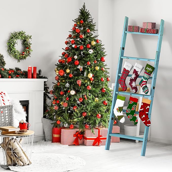 Honest Blanket Ladders for The Living Room, 6-Tier Blanket Holder, Wall-Leaning Blanket Rack, Ladder Shelves, Wooden Quilt La