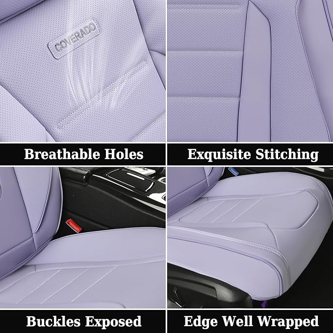 Coverado Car Seat Covers Front, Seat Covers for Cars, Waterproof 2-Pack Car Seat Cushions, Leather Carseat Seat Protectors, U