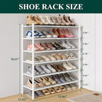 Smiry Long Bamboo Shoe Rack 6-Tier, Stackable Wooden Shoe Organizer for Entryway & Closet, Free Standing Wood Shoe Storage Sh