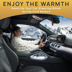 VaygWay Car Heated Steering Wheel Cover - 12v Black Soft Plush Warmer Car Steering Wheel Heater - Premium Quality 15" Auto Comfortable Steering Wheel Cover Protector Warmer for Vehicle (Soft Plush)