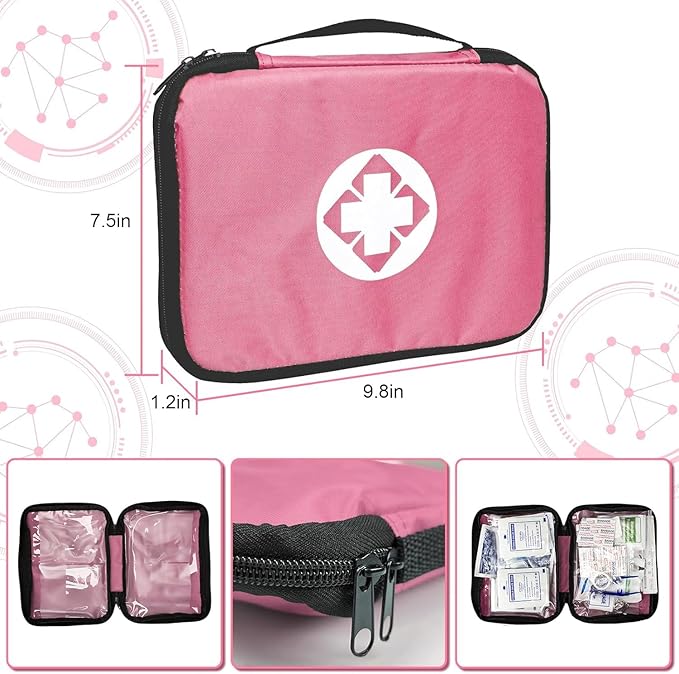 305Pcs Car First Aid Kit Refill Supplies for Business Home First Aid Emergency Kits for Office Business Compact Lovely Bag fo