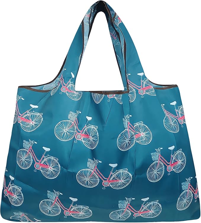 allydrew Large Foldable Tote Nylon Reusable Grocery Bags, 5 Pack