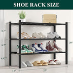 Smiry Shoe Rack, 3 Tier Bamboo Shoe Organizer, Stackable Free Standing Wooden Shoe Storage Shelf for Closet, Entryway, Front 