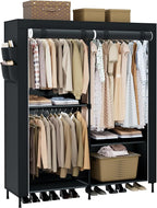 CASAMAYA Clothes Rack, Portable Closet, 54.7 Inch Large Capacity Wardrobe Closet with Cover, Clothes Storage Organizer with S