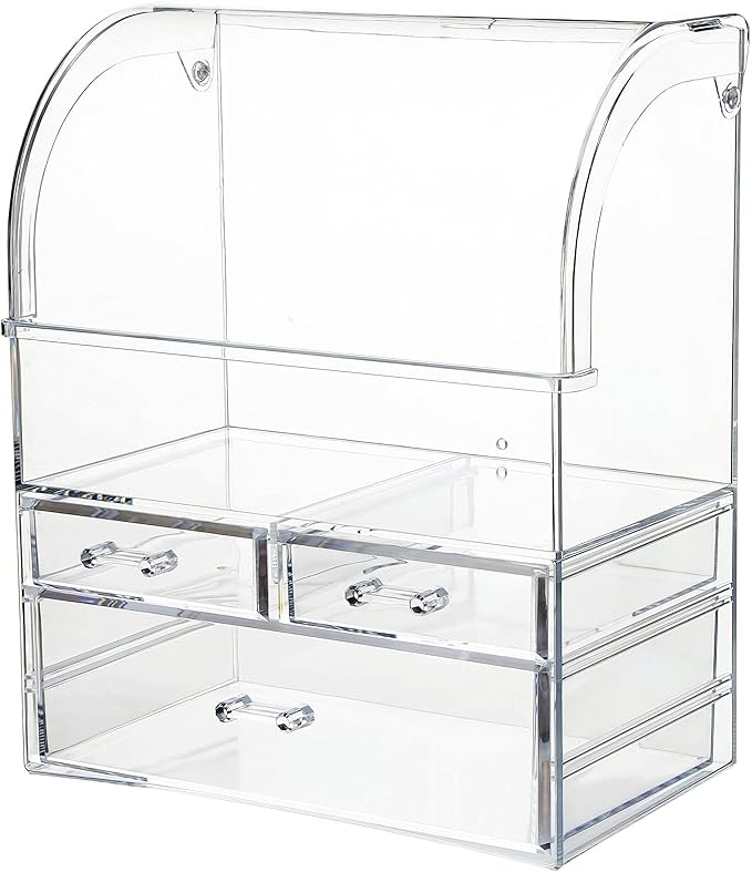 Clear Large Acrylic Makeup Organizer With Lid Cosmetic Storage Drawers Portable Makeup Organizers Dustproof And Waterproof Bo