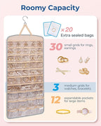 BAGSMART Hanging Jewelry Organizer, Necklace Holder Anti-tangle Earrings Rings Hanger with Pockets Hang on Closet, Wall, Door
