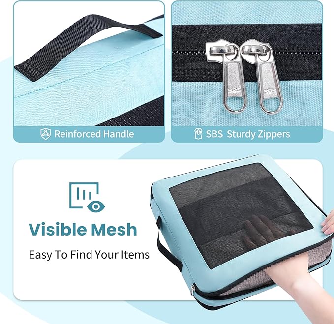 Compression Packing Cubes for Travel, Lightweight Vacation Travel Essentials, Travel Accessories for Suitcase Organizer Bags 