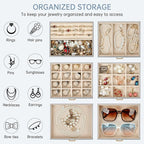 AKOZLIN 6-Tier Jewelry Box Organizer Functional 5 Drawers Leather Jewelry Storage Case for Women Girls Ring Necklace Earring 