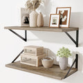 Deep Floating Shelves,24" Wx10 D Floating Shelf for Wall Set of 2,Hanging Storage Shelf with Metal Brackets,Wide Display Wall