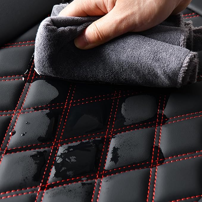 Huidasource Rear Seat Cover, Nappa Leather Back Seat Cover Velcro Adjustable, Compatible with Armrests, Seat Belts, Child Saf