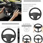 Dragonfly 13 Pcs Auto Seat Cover Sets Steering Wheel Cover Seatbelt Pad Floral Armrest Cover Pad Cup Holders Keychain Chapstick Holder for SUV Van Sedan Truck