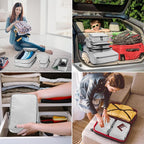 8 Set Compression Packing Cubes for Travel, Waterproof Luggage Organizers, Suitcase Organizer Set for Carry-On & Checked Bagg