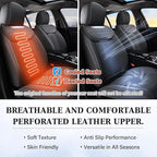 Coverado Car Seat Covers Front Seats, Nappa Leather Front Seat Covers, Waterproof Car Seat Cushion, Black Seat Covers Car Sea