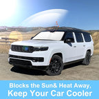 TINGLU Sun Shade for Jeep Wagoneer 2022-2025 2026(NOT for Grand Wagoneer) Accessories Windshield Sun Shade Window Shade UV Rays Protection Sun Visor Cover with Steering Wheel Sunshade Storage Bag