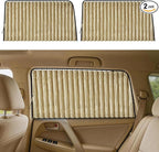 ZATOOTO Car Side Window Sun Shade - 2 Pcs Beige Magnetic Privacy Sunshades - Curtain Keeps Cooler Screen for Baby Sleeping