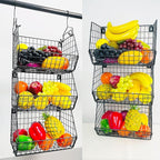 3 Tier Hanging Foldable Wire Baskets Closet Organizer Clothes Shelves Countertop Caddy Bin Wall Mount Shelf Storage Basket fo
