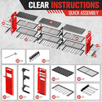 49.8" W Large Power Tool Organizer Wall Mount, Heavy Duty Tool Organizer with 14 cordless Drill Holder, 4 Layers Garage Organ