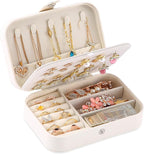 Travel Jewelry Box, PU leather Small Jewelry Organizer For Female Girls, double layer portable mini travel case for storing e
