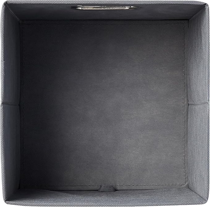 Amazon Basics Collapsible Cube Storage Bins, Space-Saving, Organizing Fabric Bins with Handles, 10.5 x 10.5 x 11 inches, Ligh